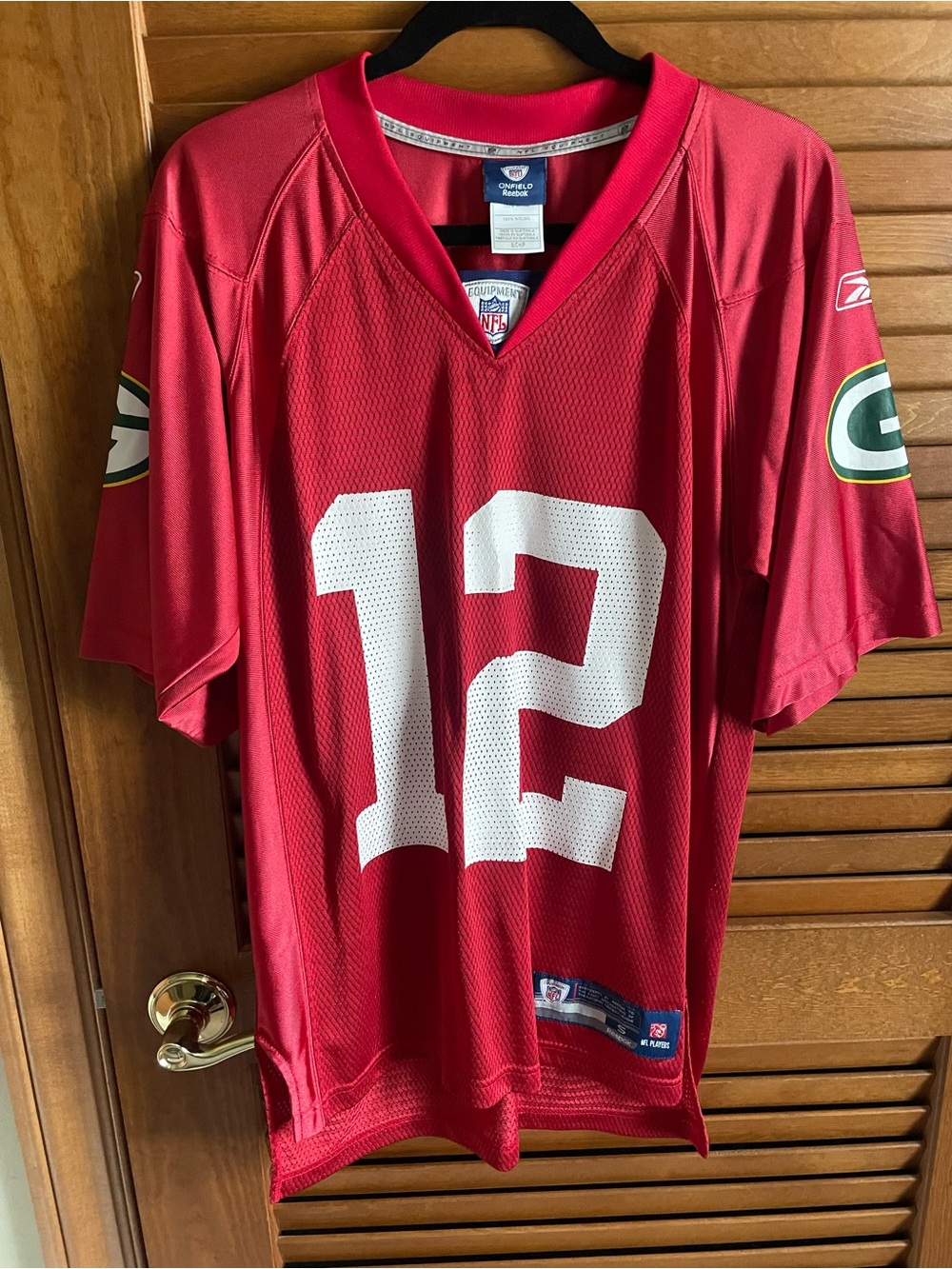 Reebok Red Football Jersey with White #12